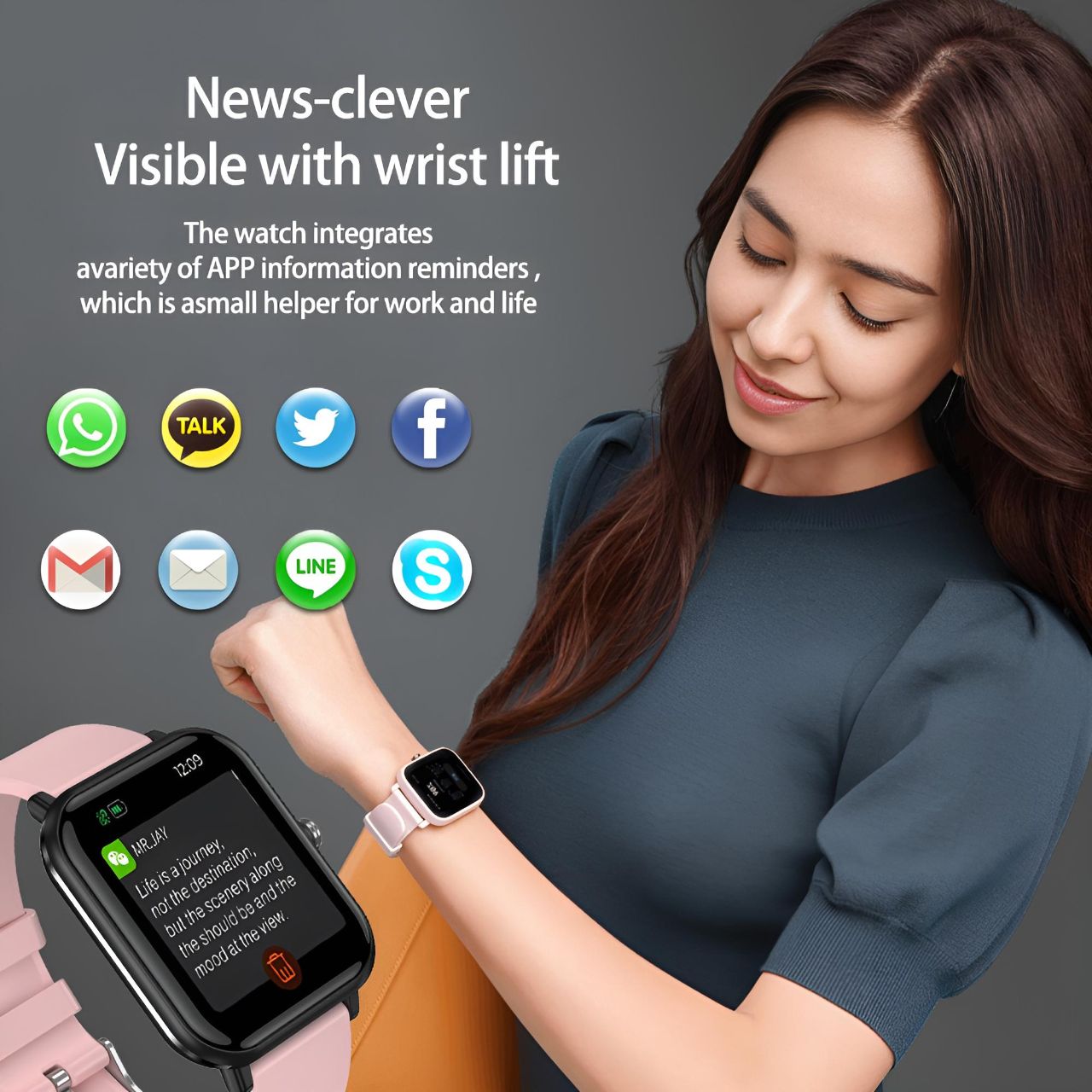 Q9 Pro 1.7in (44mm) Smart Watch | Lightweight | Health Monitoring | Sports Mode | Waterproof IP68 | iOS + Android YOLO Yard