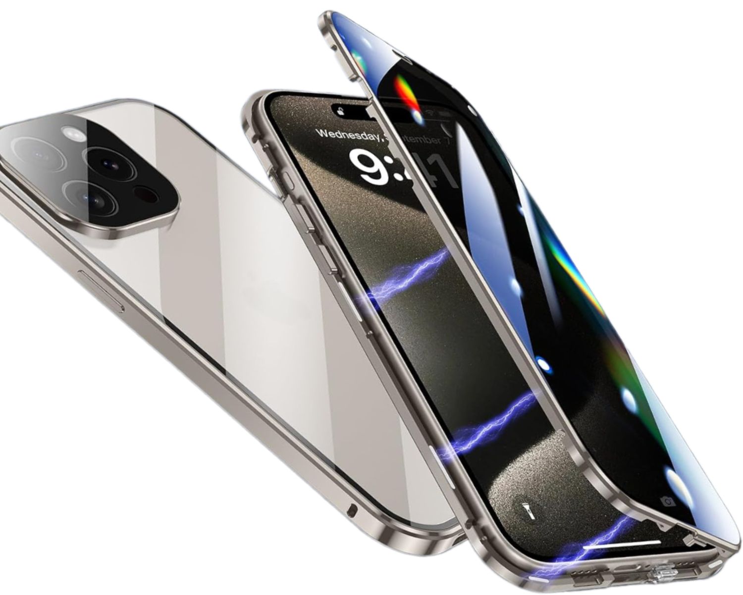 Privacy Guard Magnetic iPhone (15-13) Case | Aluminum Alloy Frame | Tempered Glass | Magnetic Closure | 360 Protection YOLO