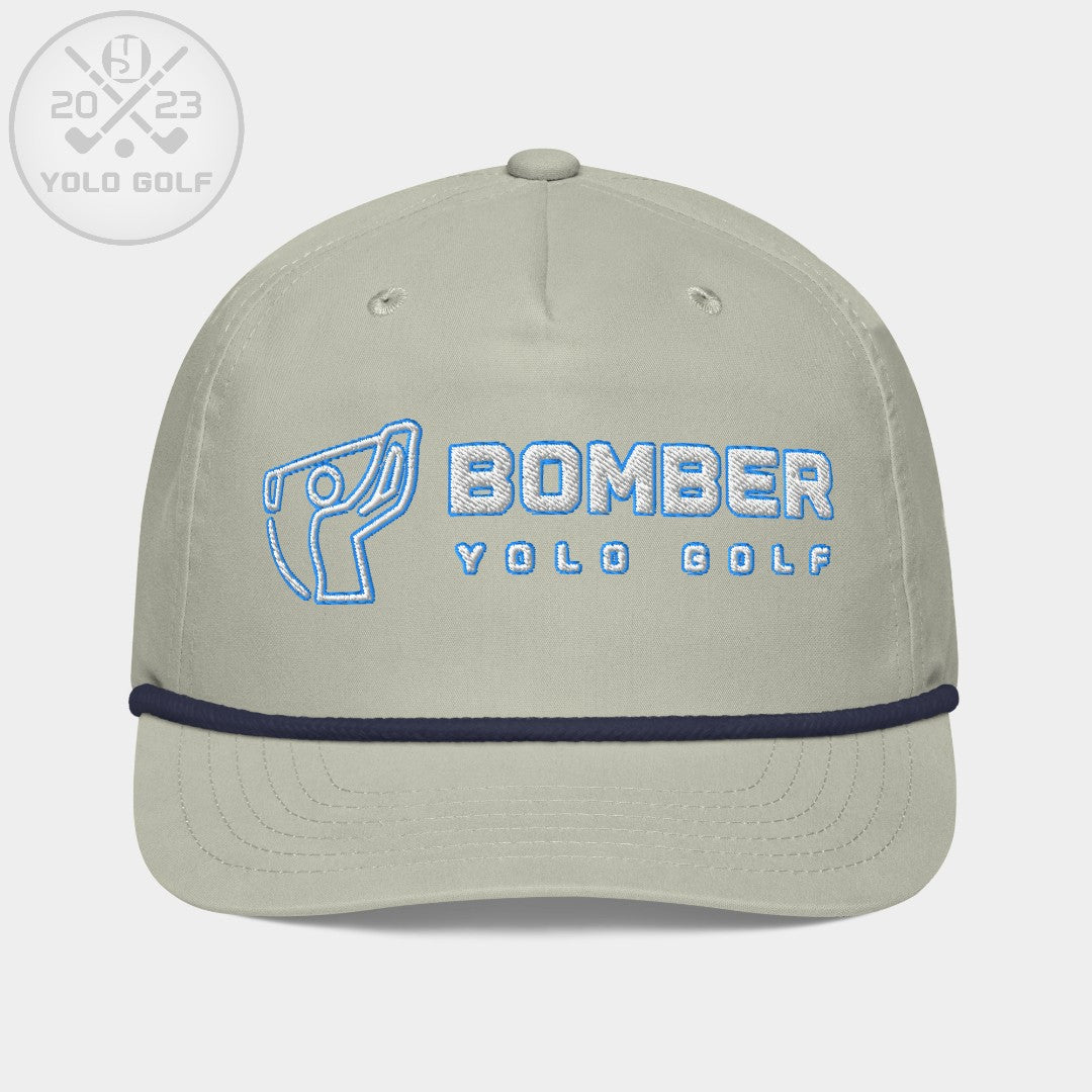 Shop best "Bomber" Golf Rope Cap (White Teal Embroidery) at YOLO Yard