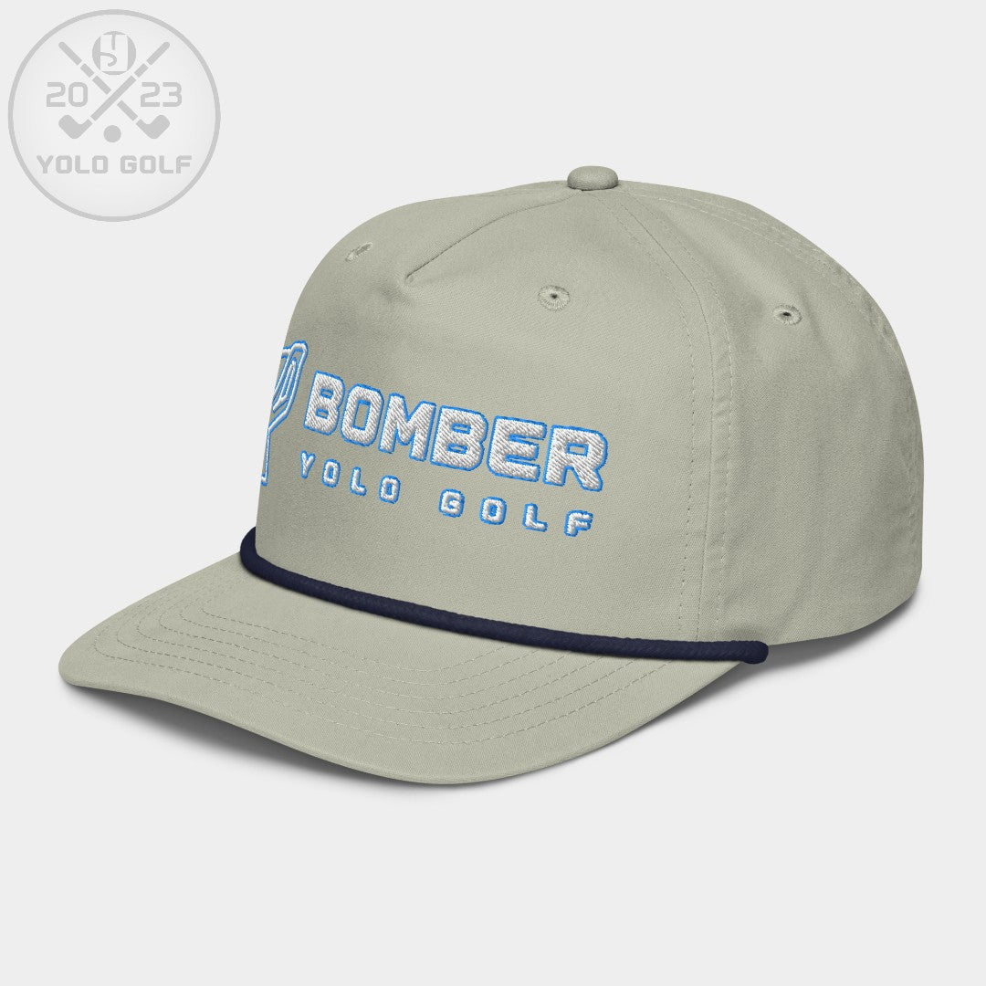 Shop best "Bomber" Golf Rope Cap (White Teal Embroidery) at YOLO Yard