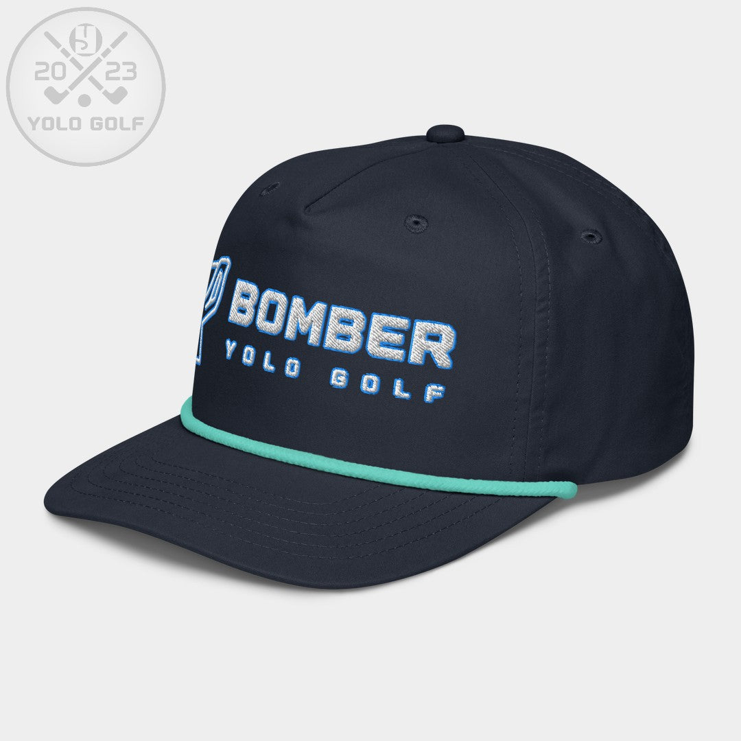 Shop best "Bomber" Golf Rope Cap (White Teal Embroidery) at YOLO Yard