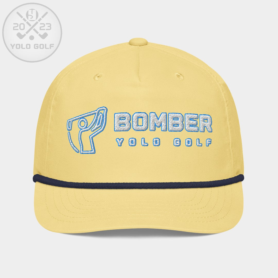 Shop best "Bomber" Golf Rope Cap (White Teal Embroidery) at YOLO Yard