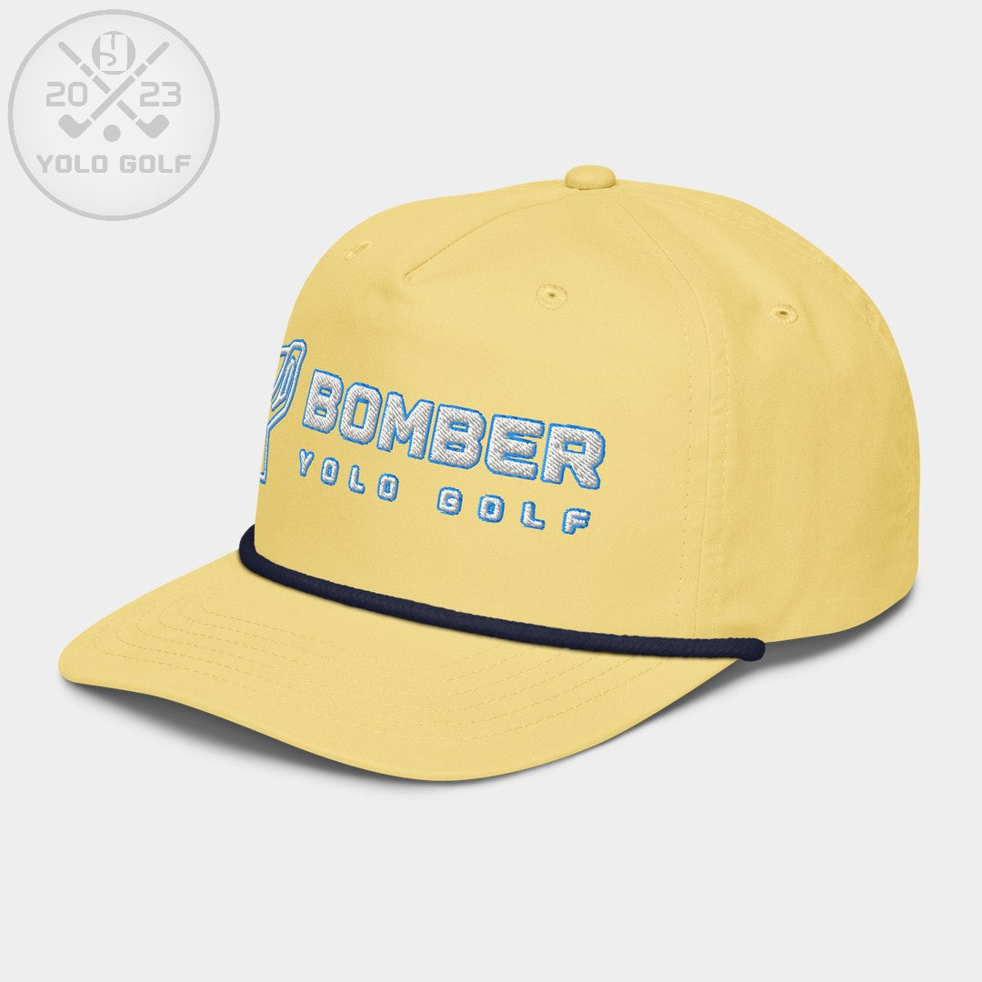 Shop best "Bomber" Golf Rope Cap (White Teal Embroidery) at YOLO Yard