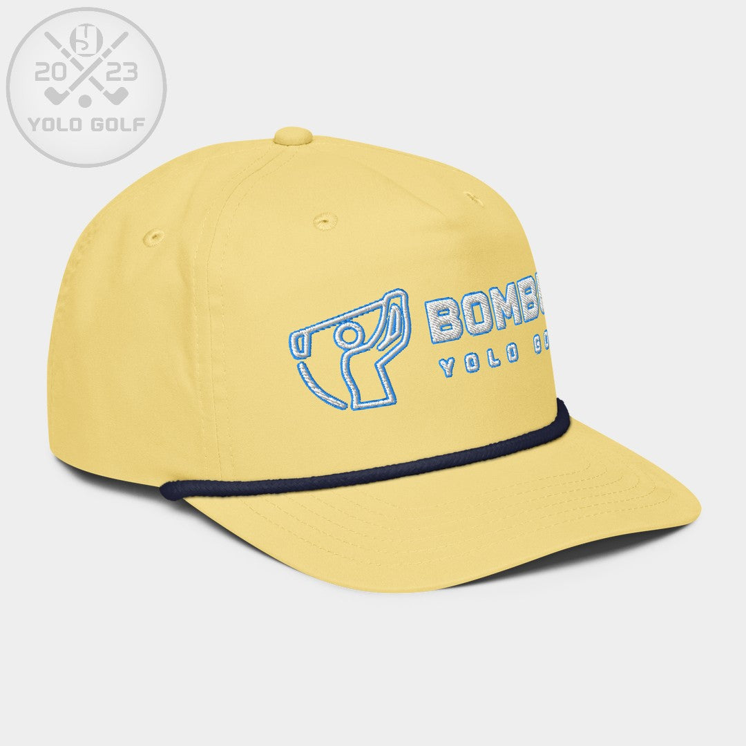 Shop best "Bomber" Golf Rope Cap (White Teal Embroidery) at YOLO Yard