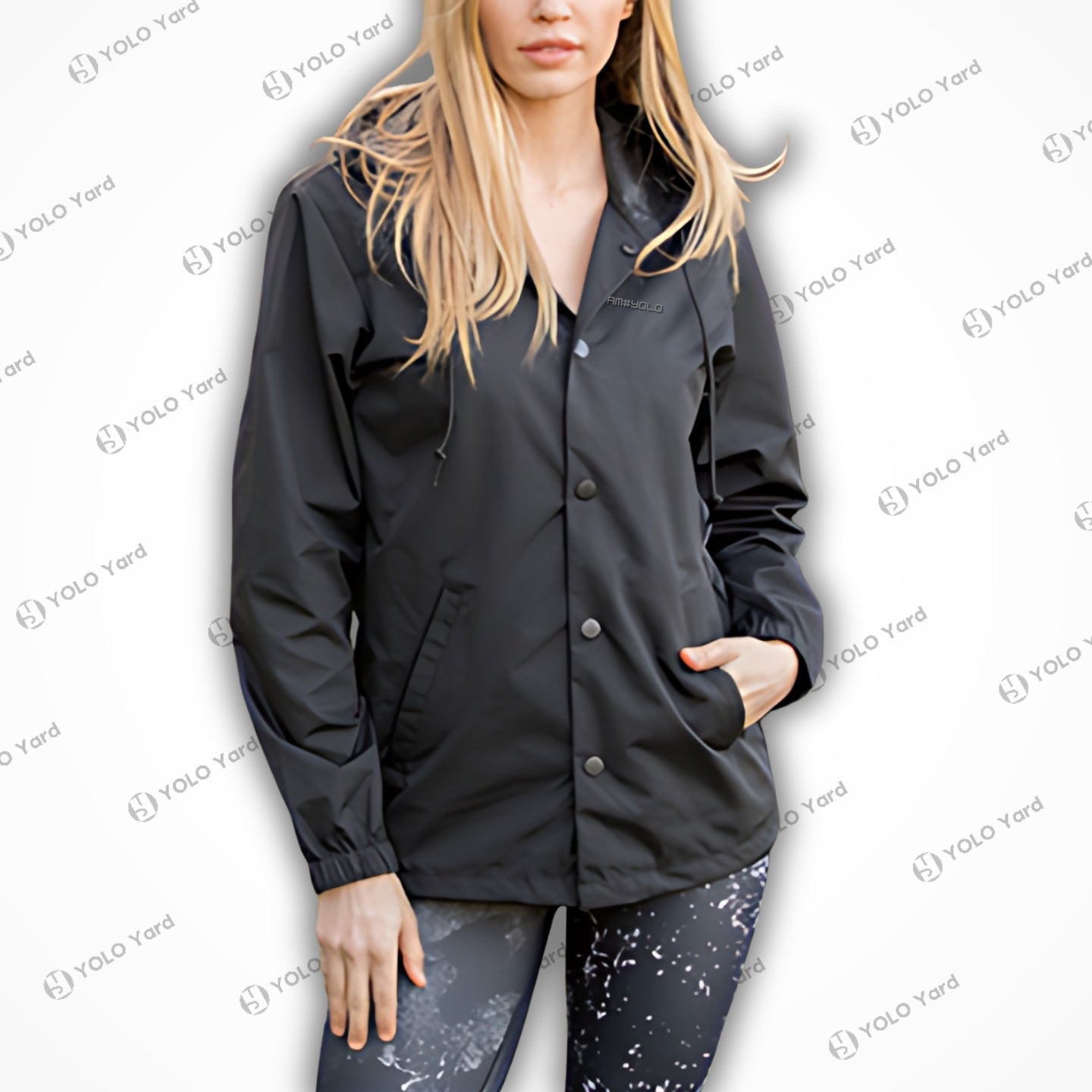 Hooded Windbreaker Rain Jacket | Team YOLO Black Edition