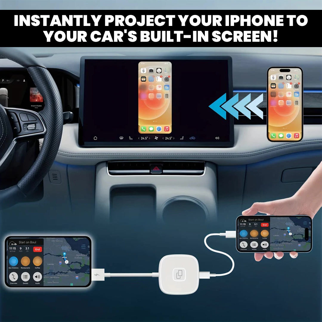 iPhone® to Car Screen Mirror Adapter for Carplay | Phone-to-Car Display via USB - YOLO Yard iPhone Mirror Adapter Adapter AI