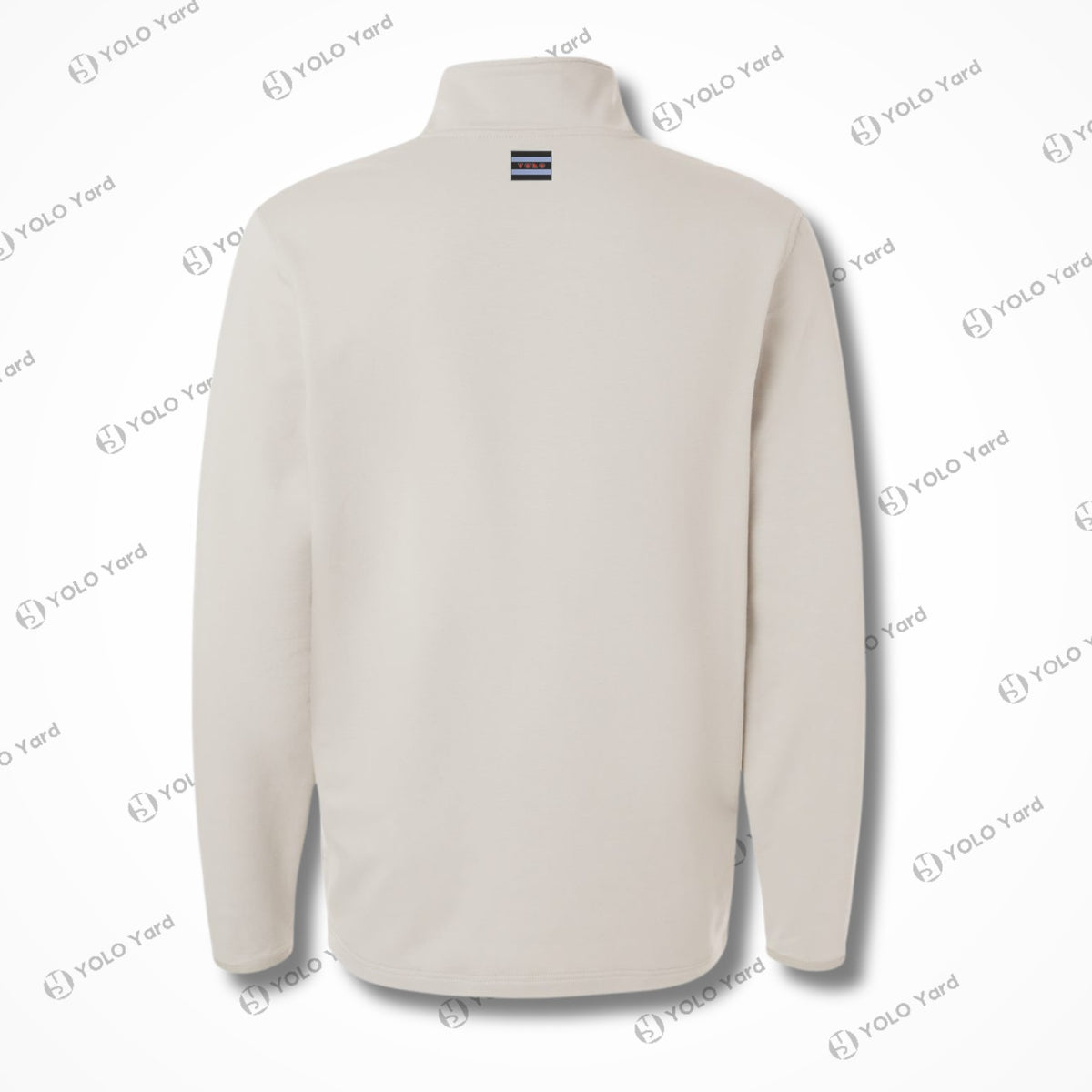 Back flat lay of the Competitor 4-Way Stretch Quarter-Zip Pullover in beige, highlighting its clean design and premium fabric.