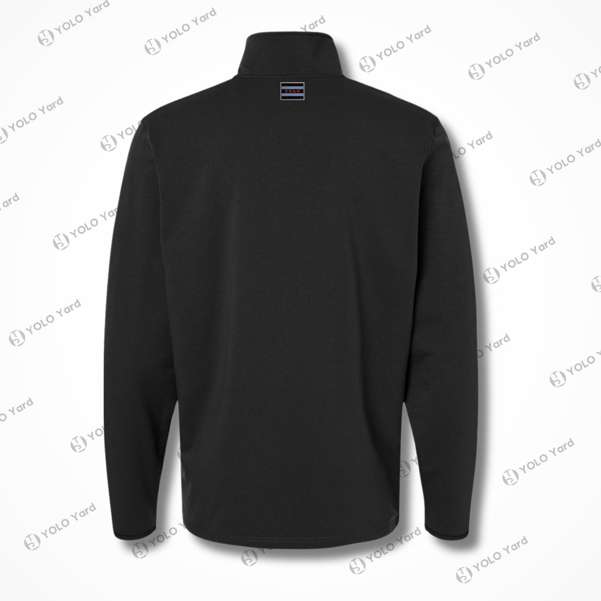 Back flat lay of the Competitor 4-Way Stretch Quarter-Zip Pullover in black, featuring a subtle logo detail and premium fabric.