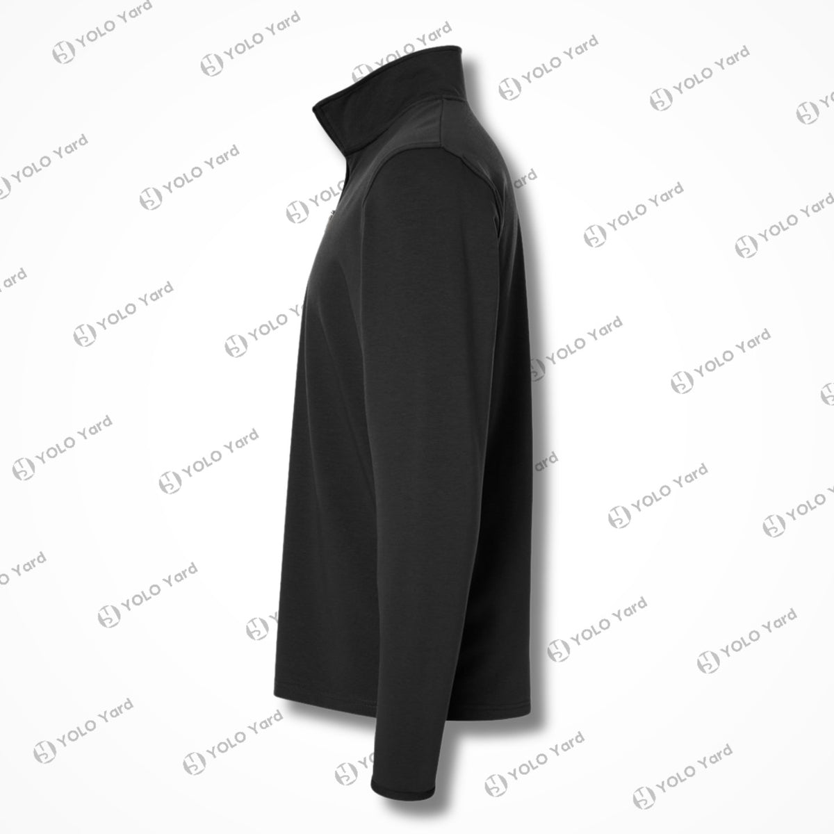 Side flat lay of the Competitor 4-Way Stretch Quarter-Zip Pullover in black, emphasizing its tailored fit and moisture-wicking material.