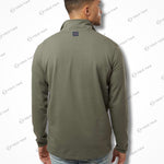 Back view of the Competitor 4-Way Stretch Quarter-Zip Pullover in olive green, featuring a subtle logo detail at the collar.