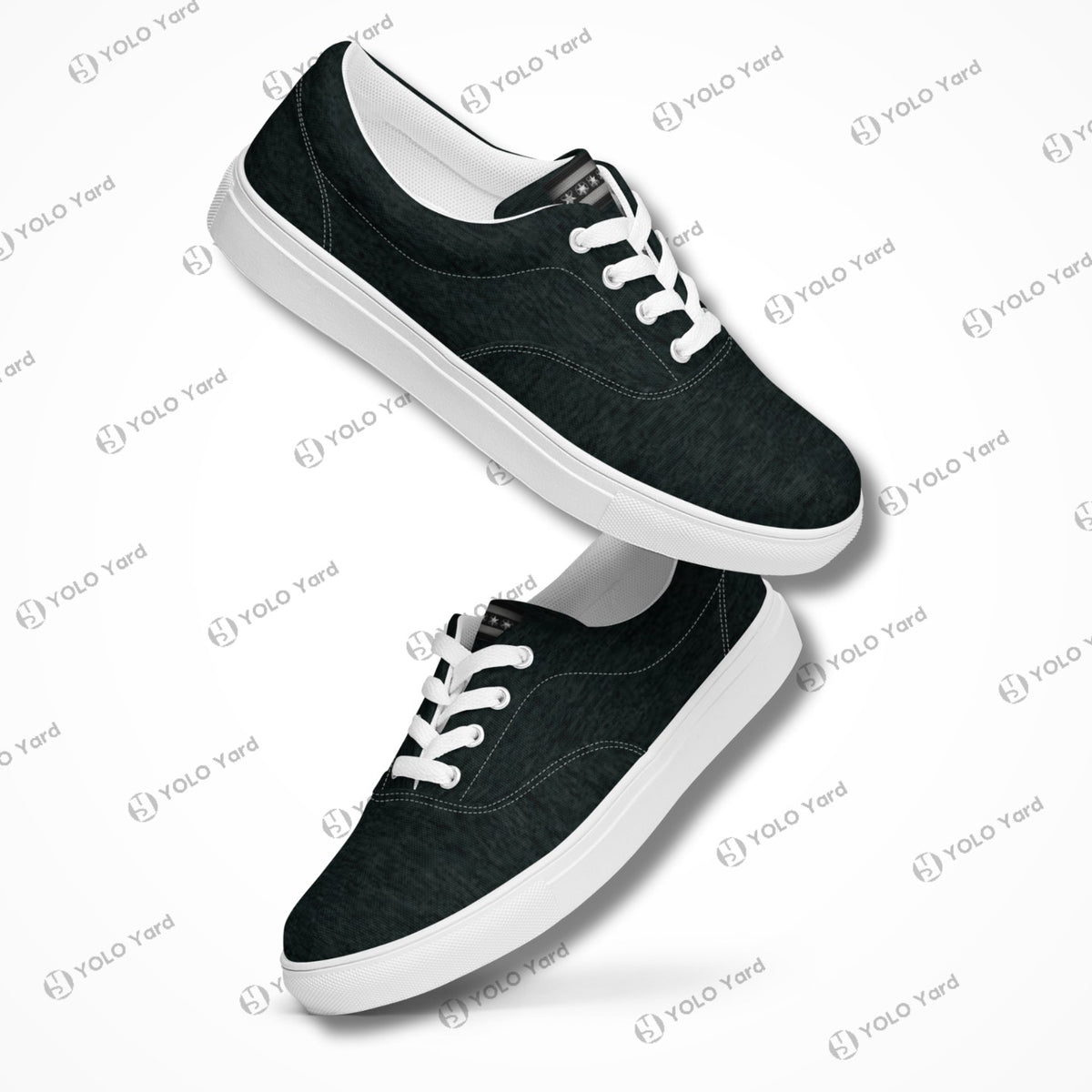 Edgewalker 2 black canvas sneakers displayed in a dynamic layout, showcasing their lightweight and stylish design.