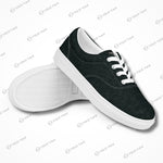 Side and sole view of Edgewalker 2 black canvas sneakers with durable EVA rubber outsole and sleek stitching details.