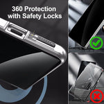 360-degree protection with safety locks on Galaxy Guard phone case, preventing drops and scratches for Samsung Galaxy S24 Ultra.