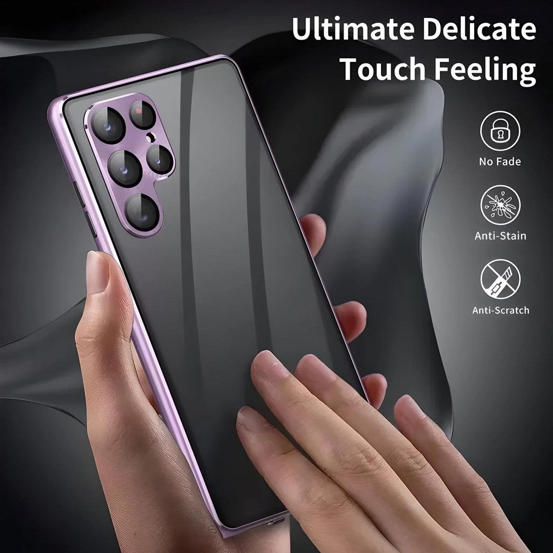 Ultimate delicate touch feeling of Galaxy Guard phone case with anti-fade, anti-stain, and anti-scratch properties for Samsung Galaxy S24 Ultra.