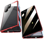 Red Galaxy Guard phone case with magnetic adsorption and anti-peep tempered glass for Samsung Galaxy S24 Ultra.