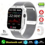 White smart watch with 1.95-inch display, featuring Bluetooth call, IP68 waterproofing, and health monitoring capabilities.