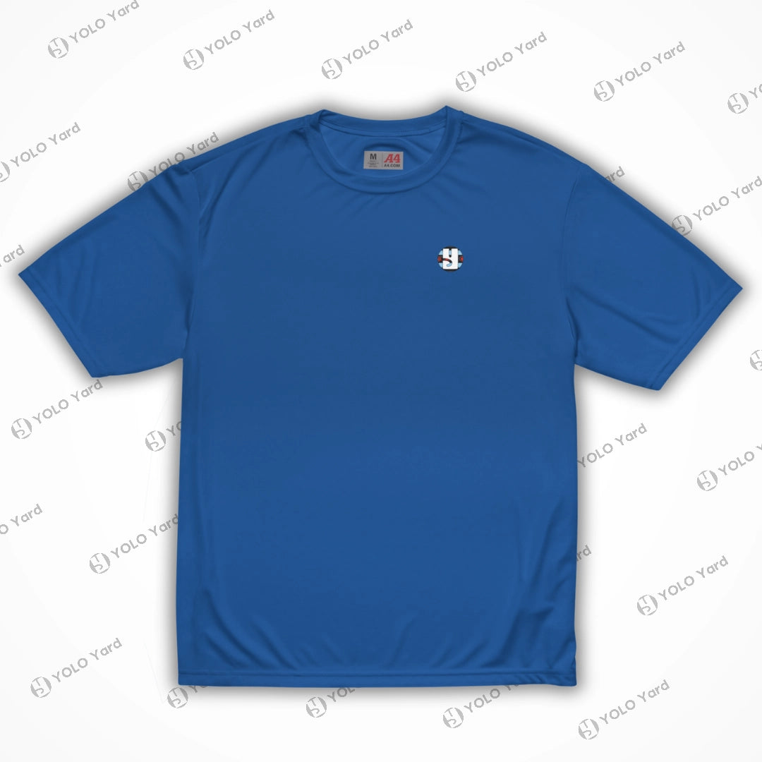 Royal blue Cool-Fit Quick-Dry Athletic Tee Shirt with breathable material and relaxed fit for sports and casual activities.