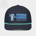 Shop best "Swings Hard" Golf Rope Cap (Teal White Embroidery) at YOLO Yard