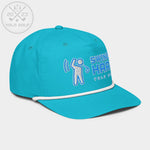 Shop best "Swings Hard" Golf Rope Cap (Teal White Embroidery) at YOLO Yard