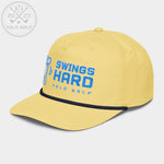 Shop best "Swings Hard" Golf Rope Cap (Teal White Embroidery) at YOLO Yard