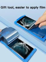 Gift installation tool for easy application of ceramic privacy screen protector on Samsung Galaxy smartphones.