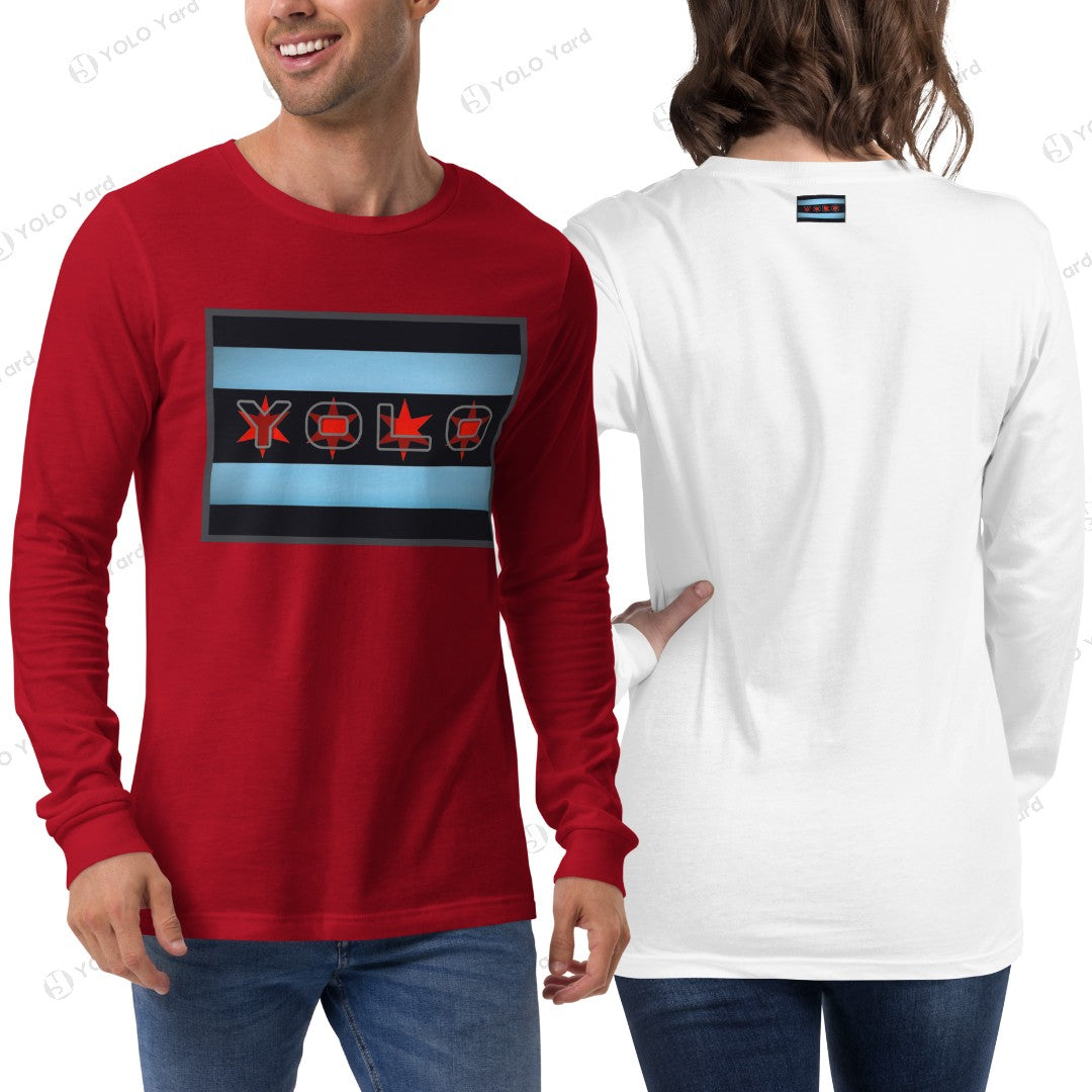 YOLO-Chicago Flag Long Sleeve Crew T-Shirt