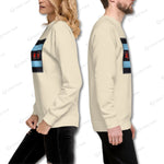 Back view of the YOLO-Chicago Flag Ultra-Soft Premium Crew Sweater in cream, highlighting the self-fabric patch and premium stitching details. Ideal for casual wear.