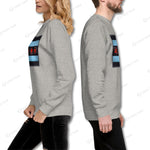 Unisex YOLO-Chicago Flag Ultra-Soft Premium Crew Sweater in light gray, featuring a bold Chicago flag design with red accents. Perfect for athleisure and casual wear.