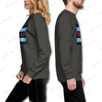 Unisex YOLO-Chicago Flag Ultra-Soft Premium Crew Sweater in dark gray, featuring a Chicago flag design with a modern twist. Perfect for casual wear and athleisure styles.