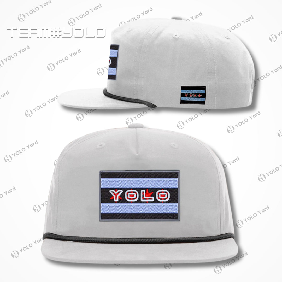 YOLO-Chicago Flag Patch Braided Rope Cap UPF 50+