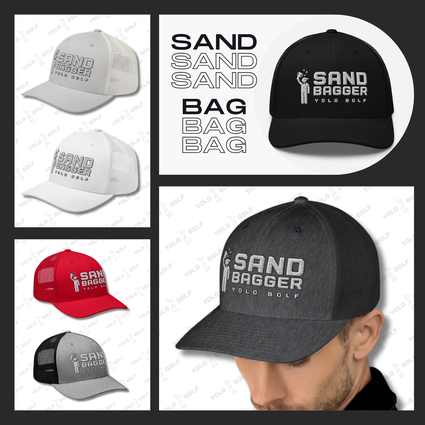 "Sandbagger" 6-Panel Embroidered Logo Trucker Hat