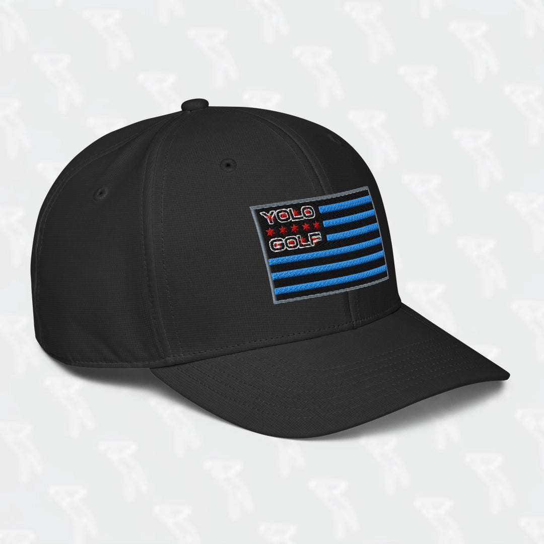 YOLO-Chicago Flag adidas Performance Cap in black featuring an embroidered Chicago Flag design with 