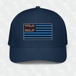 Navy YOLO Golf-USA Flag adidas Performance Cap with an embroidered USA-inspired flag design and 