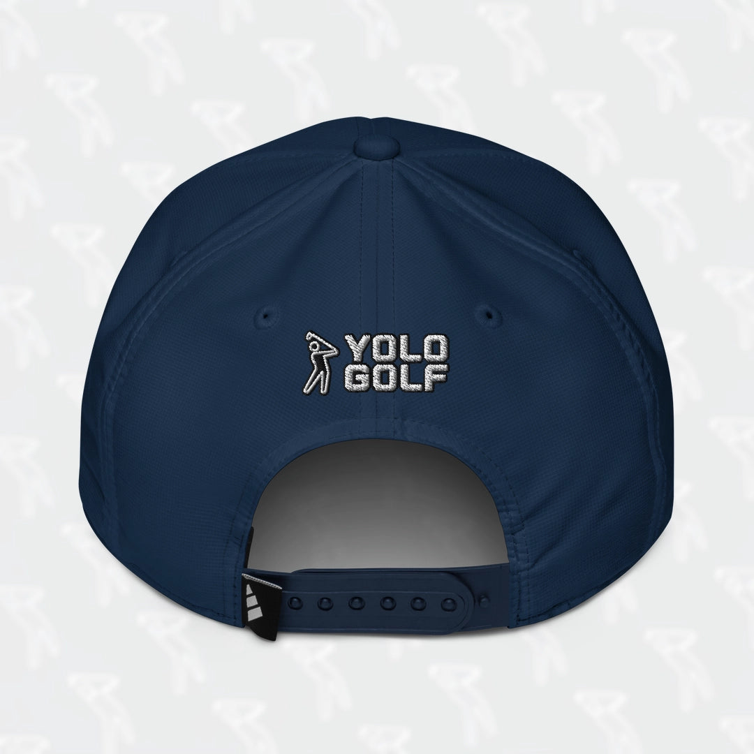 Navy YOLO Golf-USA Flag adidas Performance Cap with an embroidered USA-inspired flag design and 