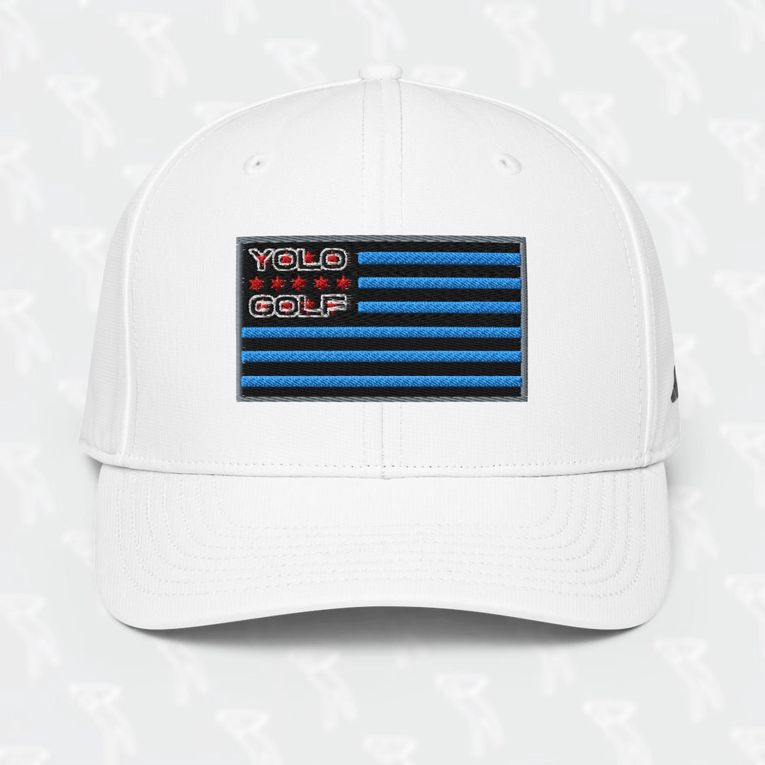 YOLO-Chicago Flag adidas Performance Cap in white featuring an embroidered Chicago Flag design with 