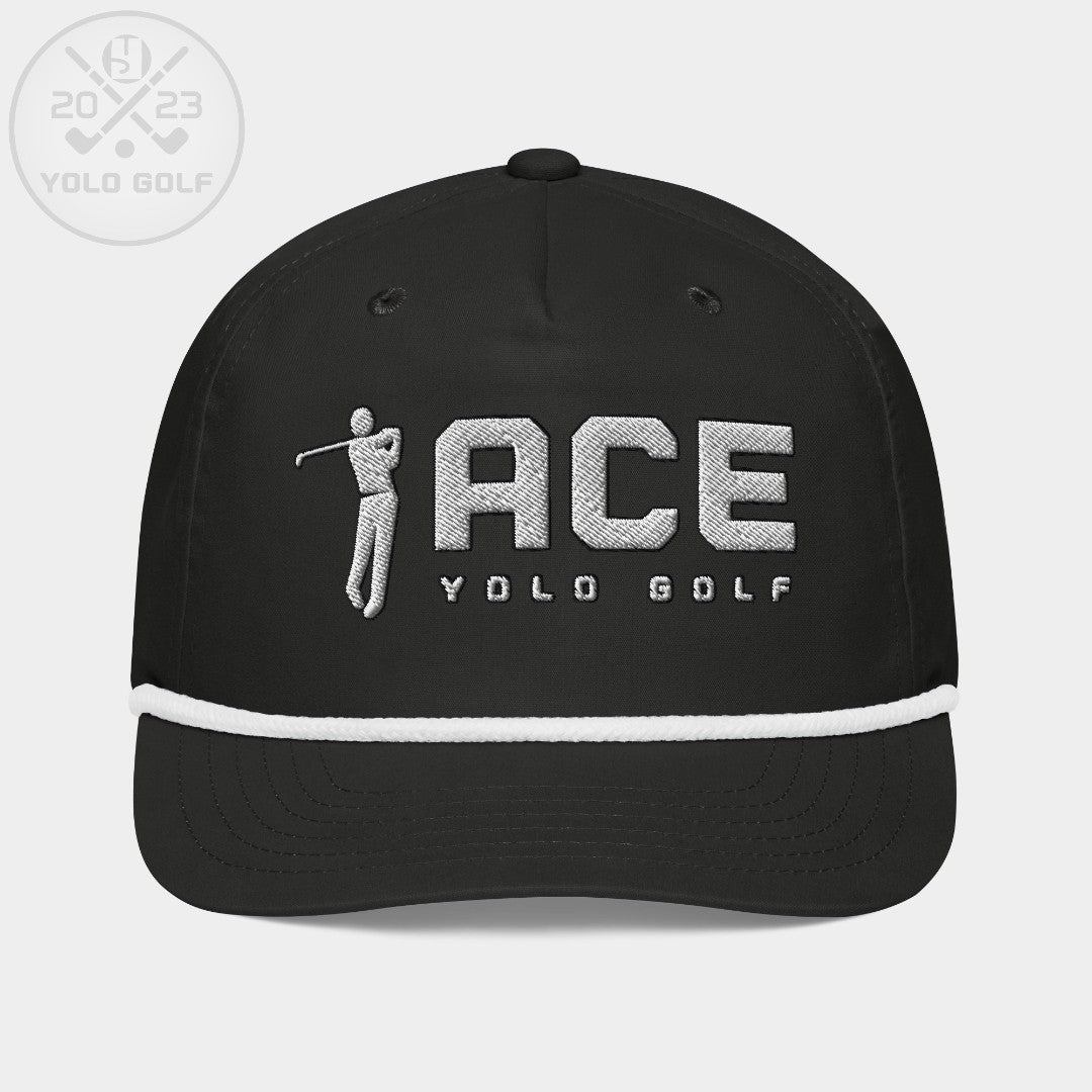 Shop best "Ace" Golf Rope Cap (Silver/Black Embroidery) at YOLO Yard