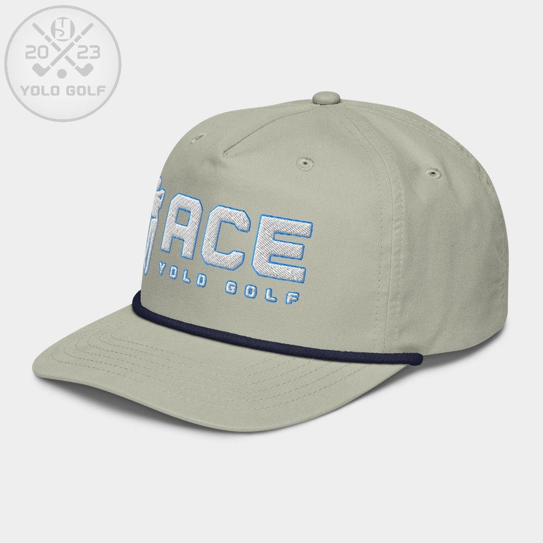 Shop best "Ace" Golf Rope Cap (White Teal Embroidery) at YOLO Yard