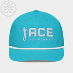 Shop best "Ace" Golf Rope Cap (White Teal Embroidery) at YOLO Yard