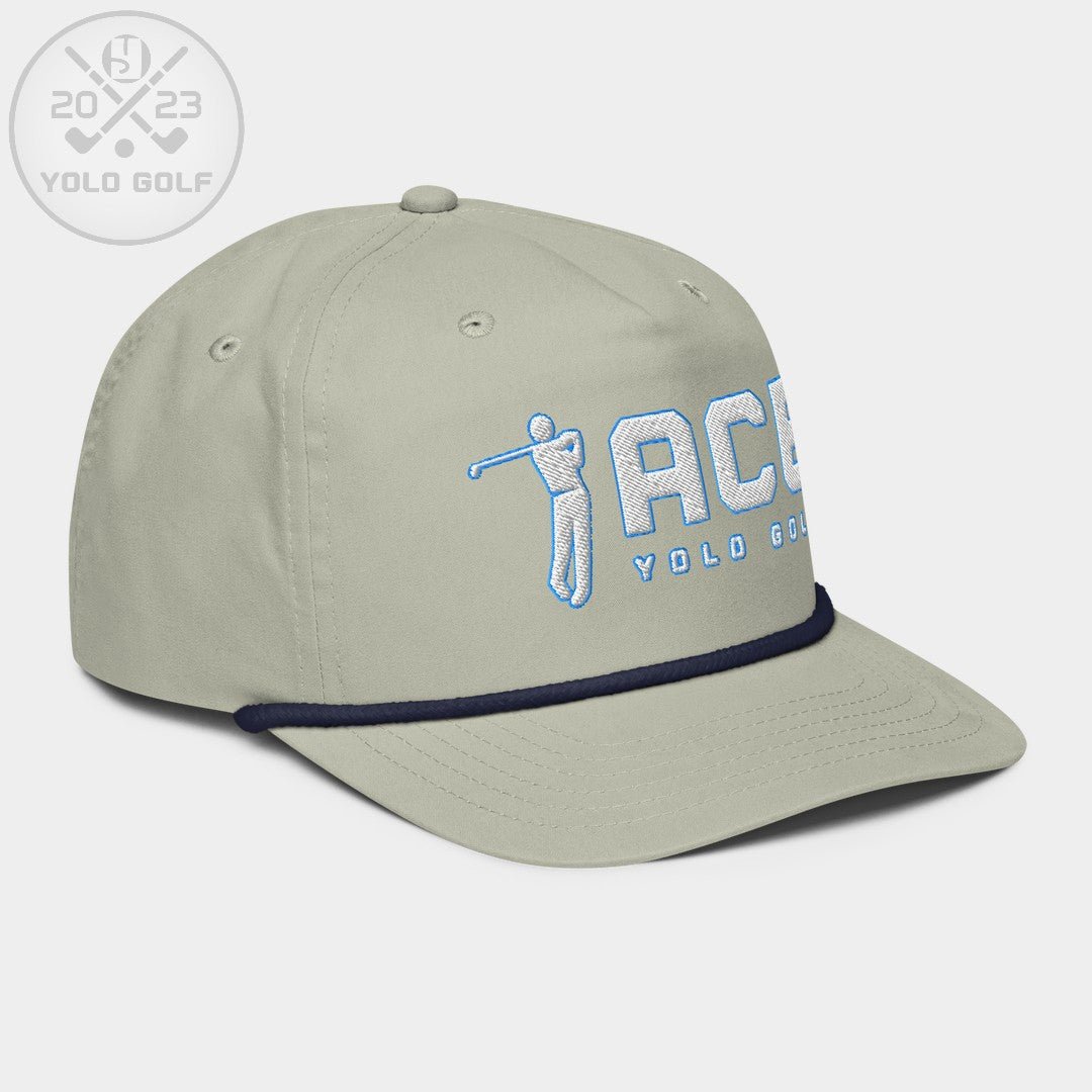 Shop best "Ace" Golf Rope Cap (White Teal Embroidery) at YOLO Yard