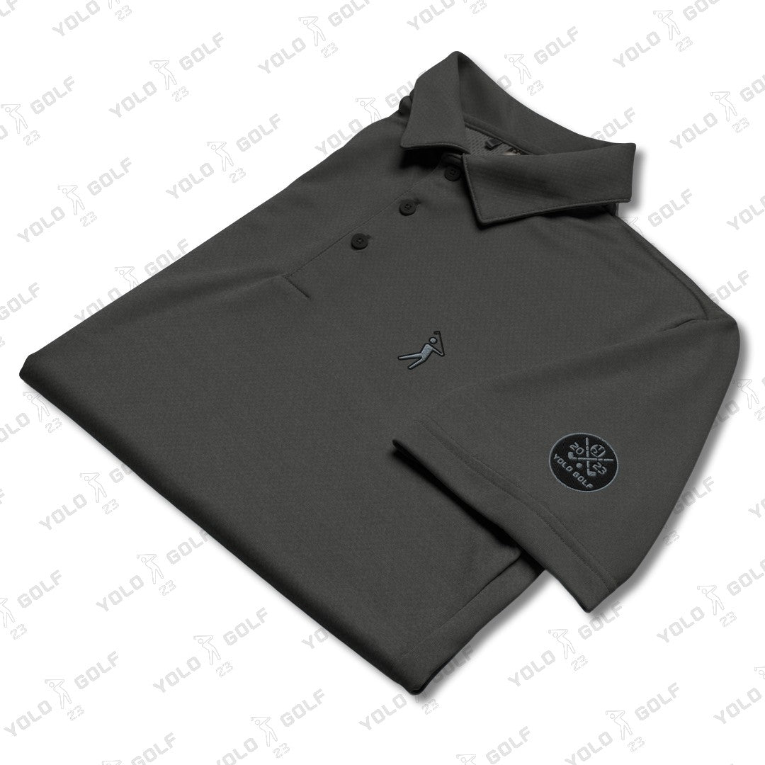 Folded space-dyed black polo shirt from 