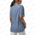 Rear view of the space-dyed polo shirt from 