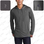 Charcoal gray tri-blend moisture-wicking long sleeve hoodie from 