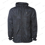 Black camo lightweight waterproof windbreaker jacket with embroidered 