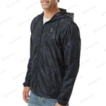 Black camo lightweight waterproof windbreaker jacket with embroidered 