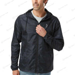 Black camo lightweight waterproof windbreaker jacket with embroidered 