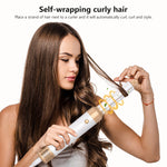 Self-wrapping curling feature of Magic Styler Pro 7-in-1 hair dryer brush for easy and automatic curls with professional results.