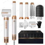 Magic Styler Pro 7-in-1 high-speed hair blow dryer brush set with multiple attachments including curling barrels, brushes, and concentrators.