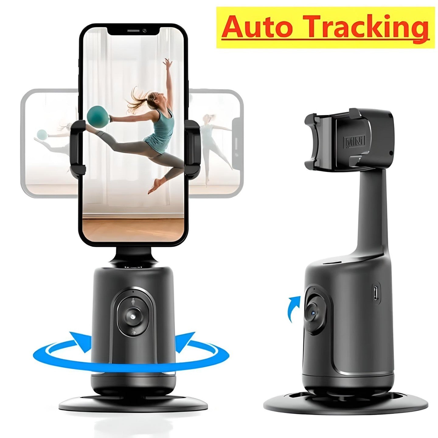 CaptureGenius 360° Smart Cam Holder | Face Auto - Tracking Gimbal | AI Smart Tripod | Creator Video Vlog Live Stabilizer