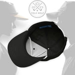 Interior view of 'Clutch' Golf Rope Hat Cap in black showing structured design, sweatband, and 