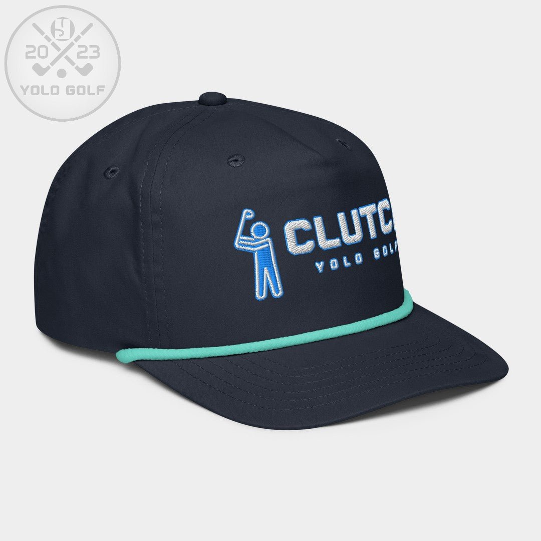 Shop best "Clutch" Golf Rope Cap (White Teal Embroidery) at YOLO Yard